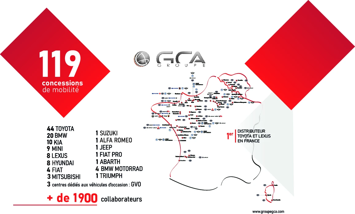 Carte GROUPE GCA 199 concessions